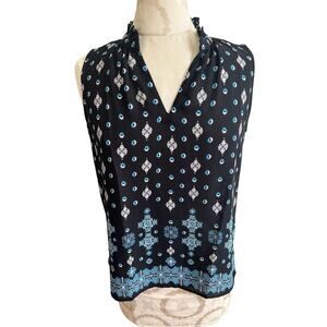 Ann Taylor Women's Sheer Printed Sleeveless Blouse Petite XS
